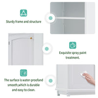 VanityFus White 14.21-in x 17.76-in x 62.99-in Wood Freestanding Soft Close Linen Cabinet adjustable shelves 2 Soft close doors 2 drawers