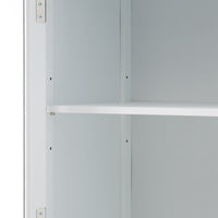 VanityFus White 14.21-in x 17.76-in x 62.99-in Wood Freestanding Soft Close Linen Cabinet adjustable shelves 2 Soft close doors 2 drawers