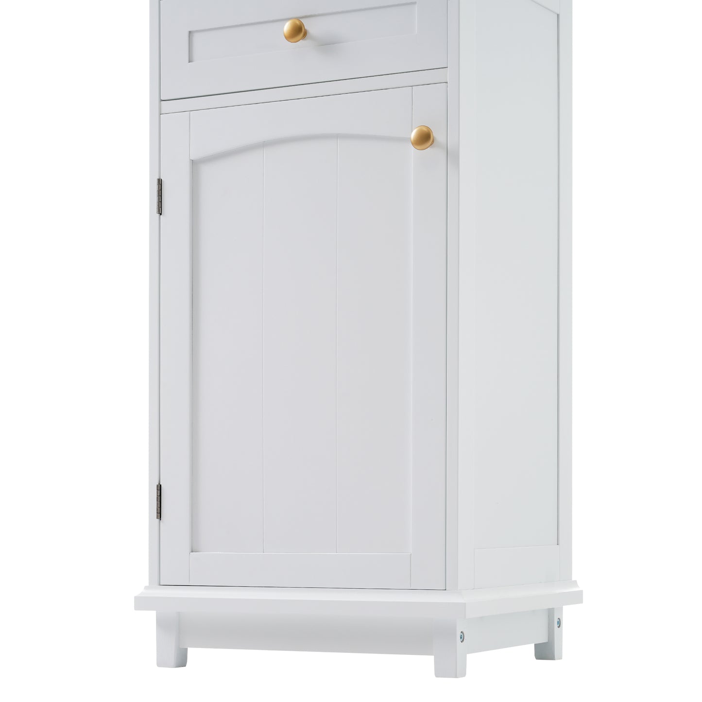 VanityFus White 14.21-in x 17.76-in x 62.99-in Wood Freestanding Soft Close Linen Cabinet adjustable shelves 2 Soft close doors 2 drawers