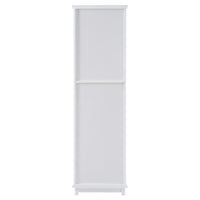 VanityFus White 14.21-in x 17.76-in x 62.99-in Wood Freestanding Soft Close Linen Cabinet adjustable shelves 2 Soft close doors 2 drawers