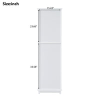 VanityFus White 14.21-in x 17.76-in x 62.99-in Wood Freestanding Soft Close Linen Cabinet adjustable shelves 2 Soft close doors 2 drawers