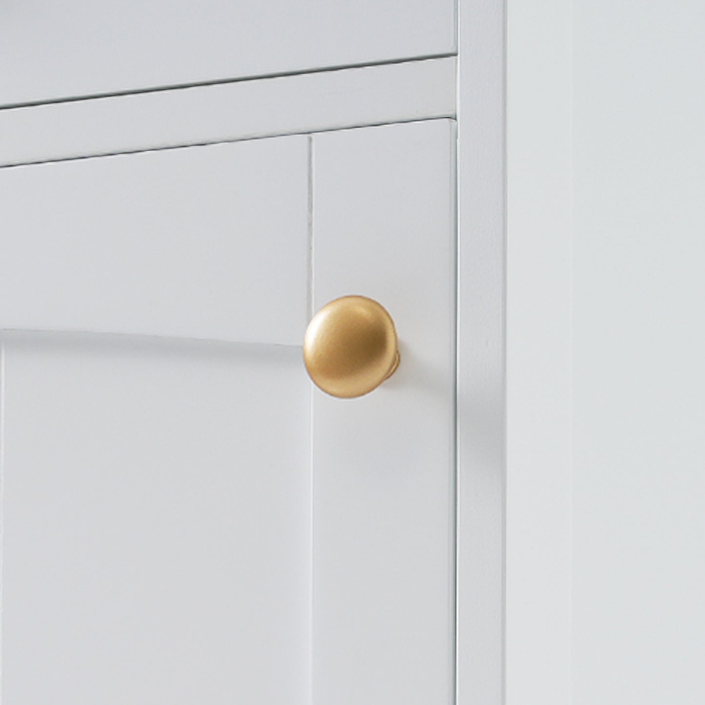 VanityFus White 14.21-in x 17.76-in x 62.99-in Wood Freestanding Soft Close Linen Cabinet adjustable shelves 2 Soft close doors 2 drawers