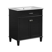 VanityFus 30-in Black Bathroom Vanity Single Sink Combo Ceramic Top 2 Soft-Close Doors Adjustable shelves