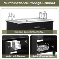 VanityFus 30-in Black Bathroom Vanity Single Sink Combo Ceramic Top 2 Soft-Close Doors Adjustable shelves
