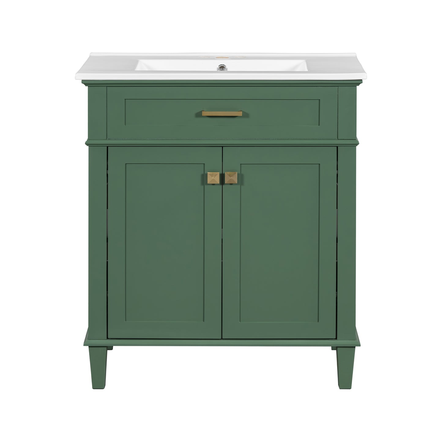 VanityFus 30-in Green Bathroom Vanity Single Sink Combo Ceramic Top 2 Soft-Close Doors Adjustable shelves