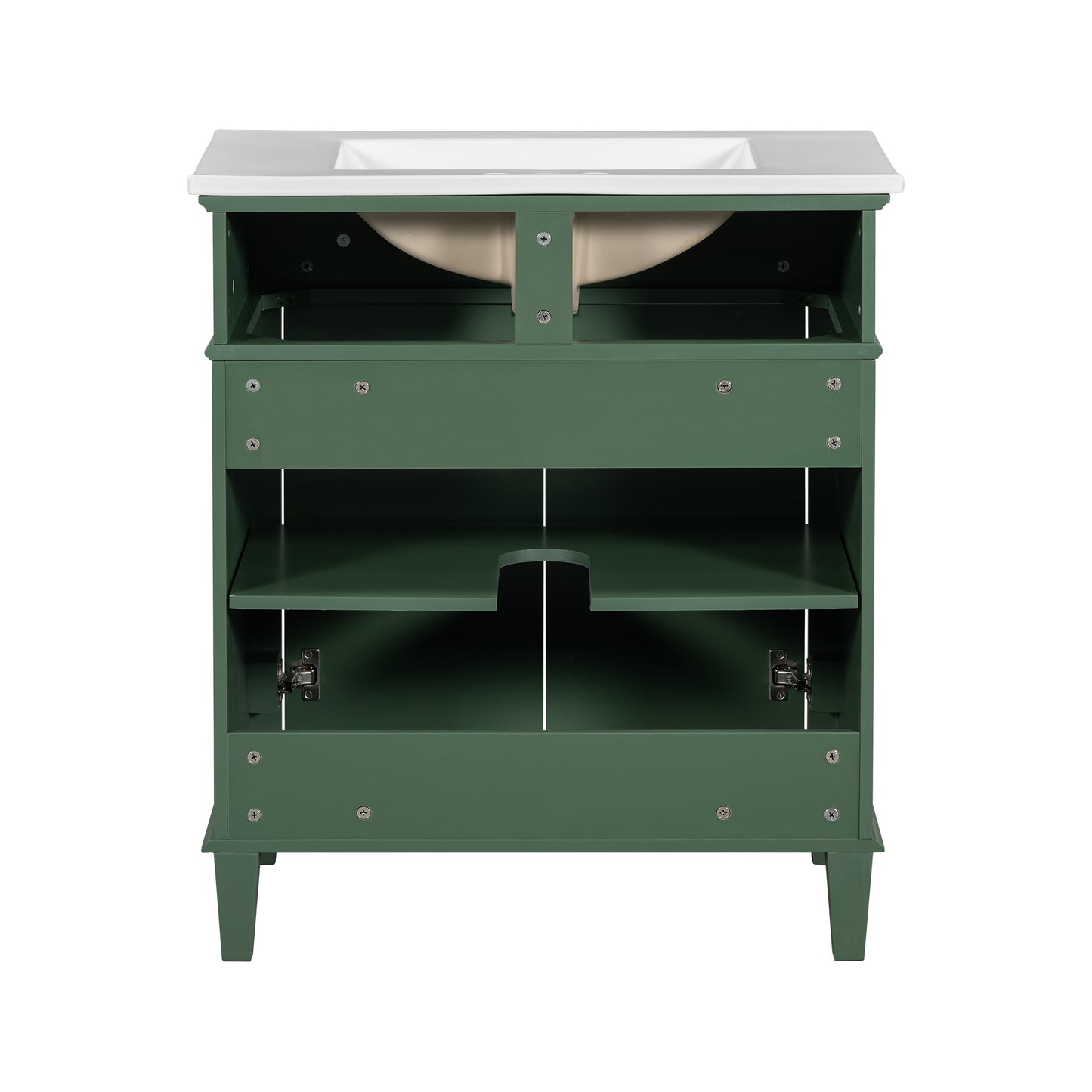 VanityFus 30-in Green Bathroom Vanity Single Sink Combo Ceramic Top 2 Soft-Close Doors Adjustable shelves