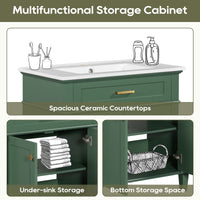 VanityFus 30-in Green Bathroom Vanity Single Sink Combo Ceramic Top 2 Soft-Close Doors Adjustable shelves