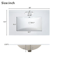 VanityFus 30-in White Bathroom Vanity Single Sink Combo Ceramic Top 2 Soft-Close Doors Adjustable shelves