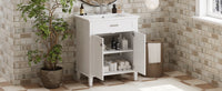 VanityFus 30-in White Bathroom Vanity Single Sink Combo Ceramic Top 2 Soft-Close Doors Adjustable shelves