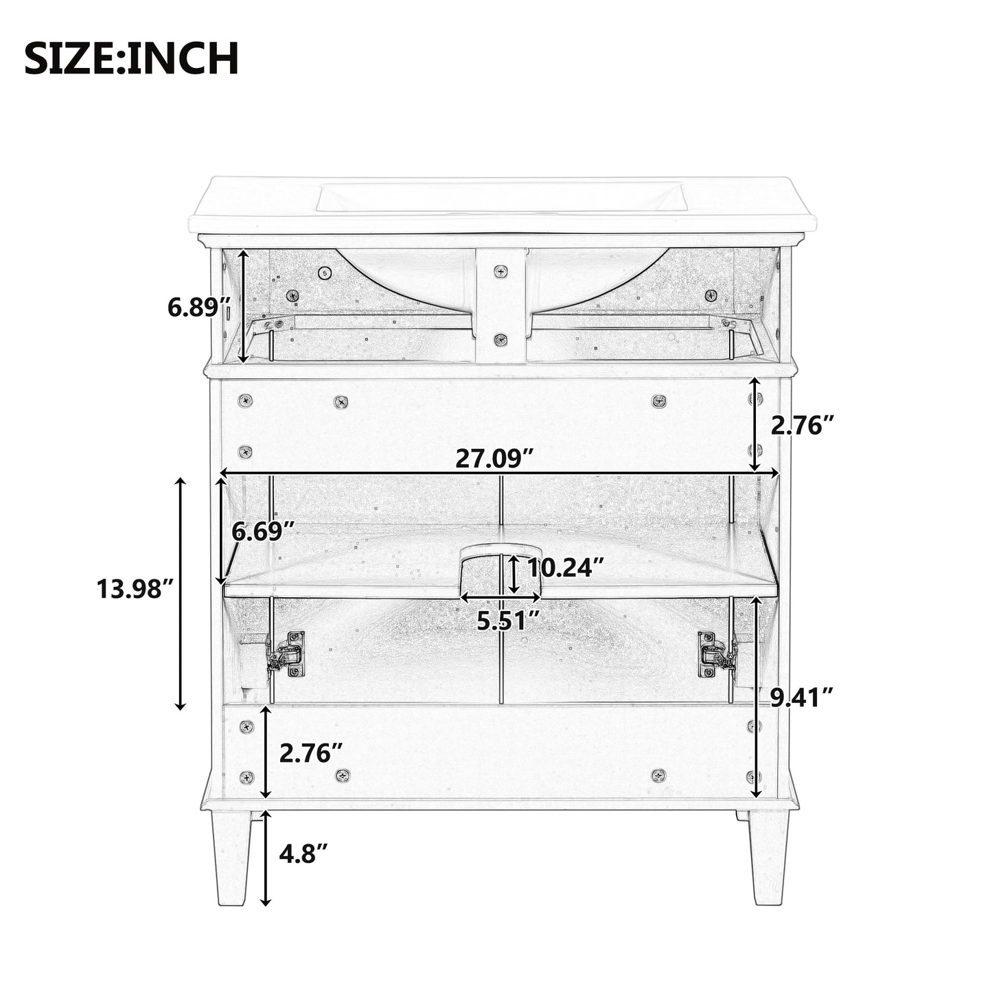 VanityFus 30-in White Bathroom Vanity Single Sink Combo Ceramic Top 2 Soft-Close Doors Adjustable shelves