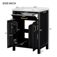 VanityFus 24.2-in Black Bathroom Vanity White Single Sink Combo With Ceramic Top 2 Soft-Close Doors 1 drawer