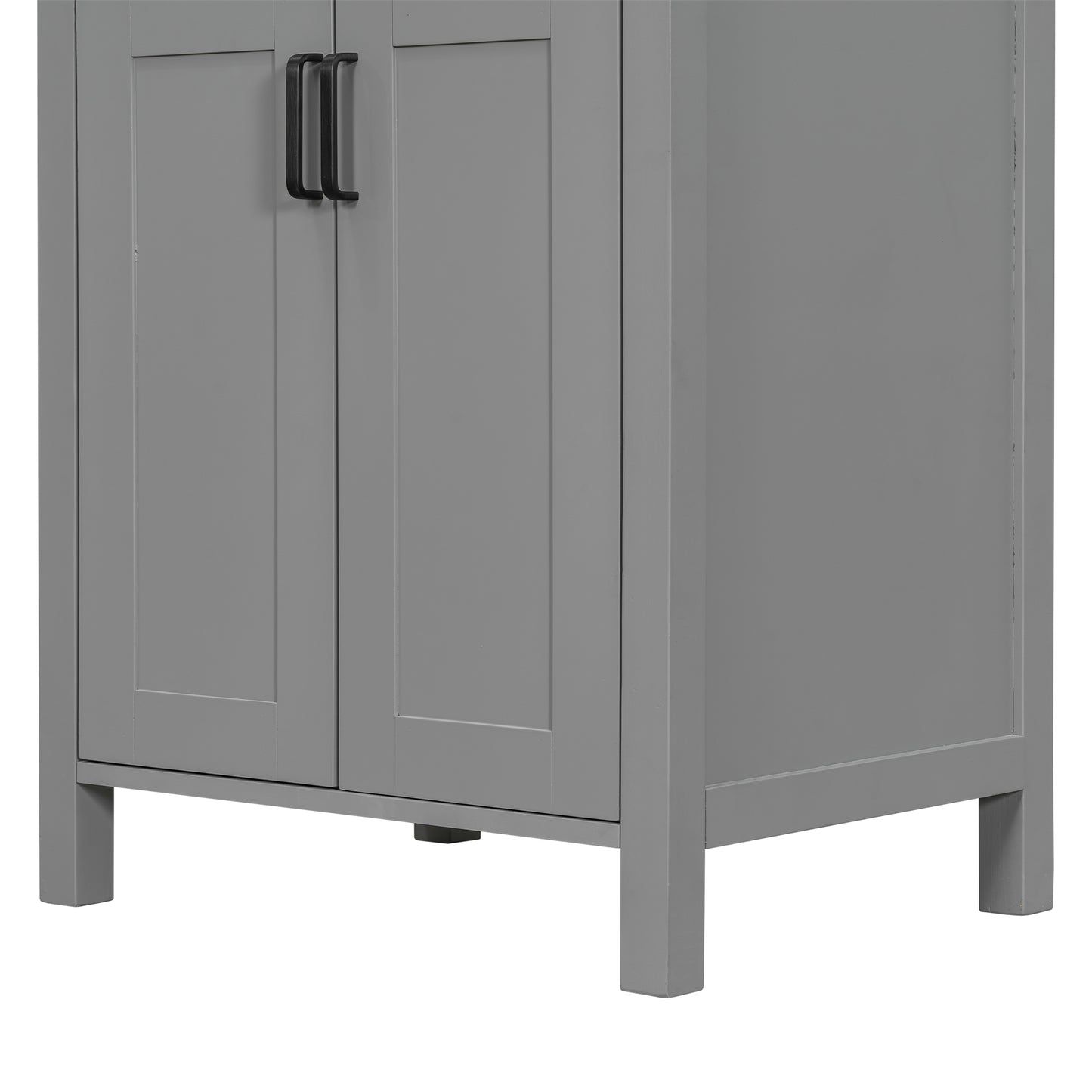 VanityFus 24.2-in Gray Bathroom Vanity White Single Sink Combo With Ceramic Top 2 Soft-Close Doors 1 drawer