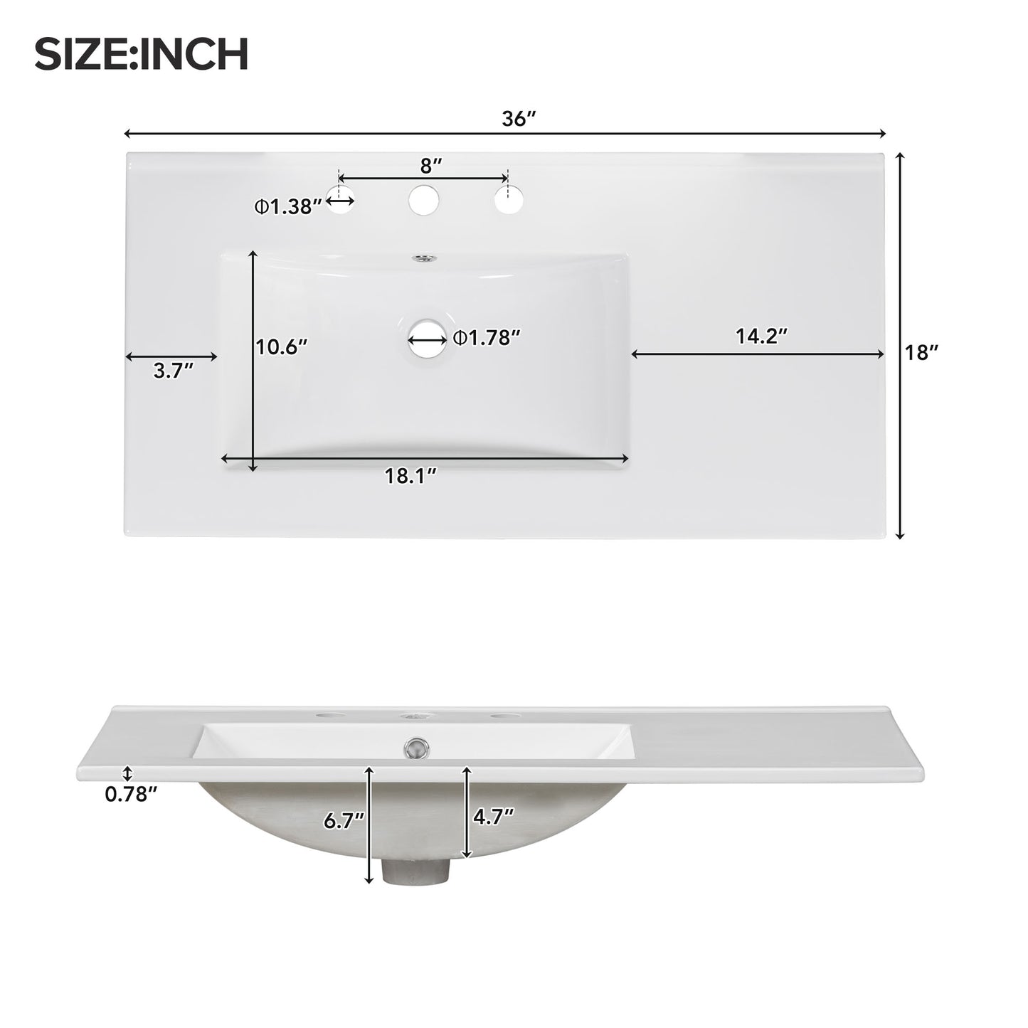 VanityFus 36-in Blue Bathroom Vanity White Single Sink Combo with Ceramic Top 2 Soft close doors 5 drawers