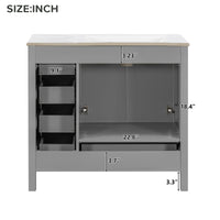 VanityFus 36-in Gray Bathroom Vanity White Single Sink Combo with Ceramic Top 2 Soft close doors 5 drawers