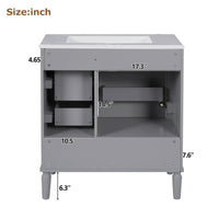 VanityFus 30-in Bathroom Vanity Gray Single Sink Combo Ceramic Top 1 Soft-Close Doors 3 Drawer