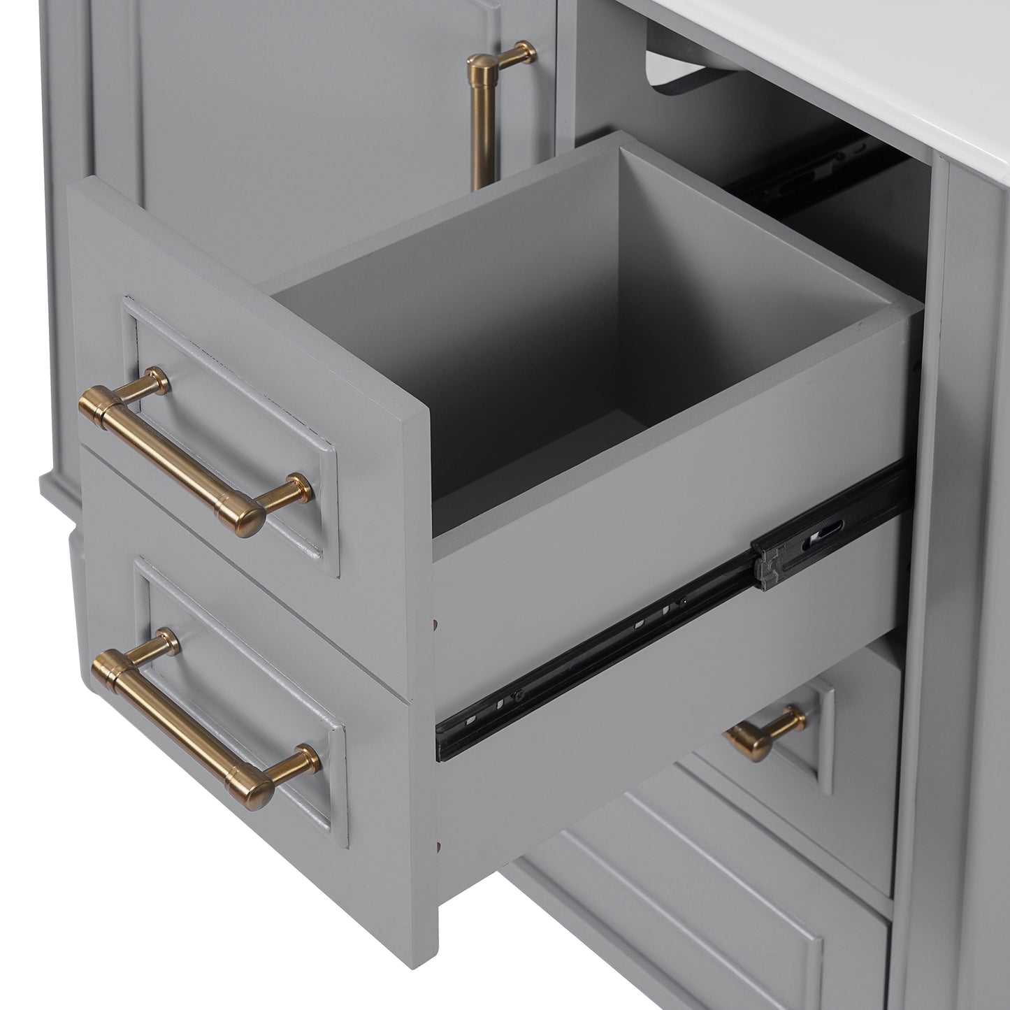 VanityFus 30-in Bathroom Vanity Gray Single Sink Combo Ceramic Top 1 Soft-Close Doors 3 Drawer