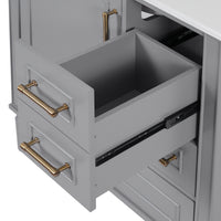 VanityFus 30-in Bathroom Vanity Gray Single Sink Combo Ceramic Top 1 Soft-Close Doors 3 Drawer