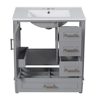 VanityFus 30-in Bathroom Vanity Gray Single Sink Combo Ceramic Top 1 Soft-Close Doors 3 Drawer