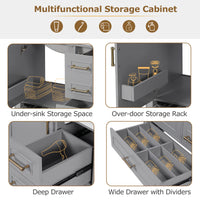 VanityFus 30-in Bathroom Vanity Gray Single Sink Combo Ceramic Top 1 Soft-Close Doors 3 Drawer