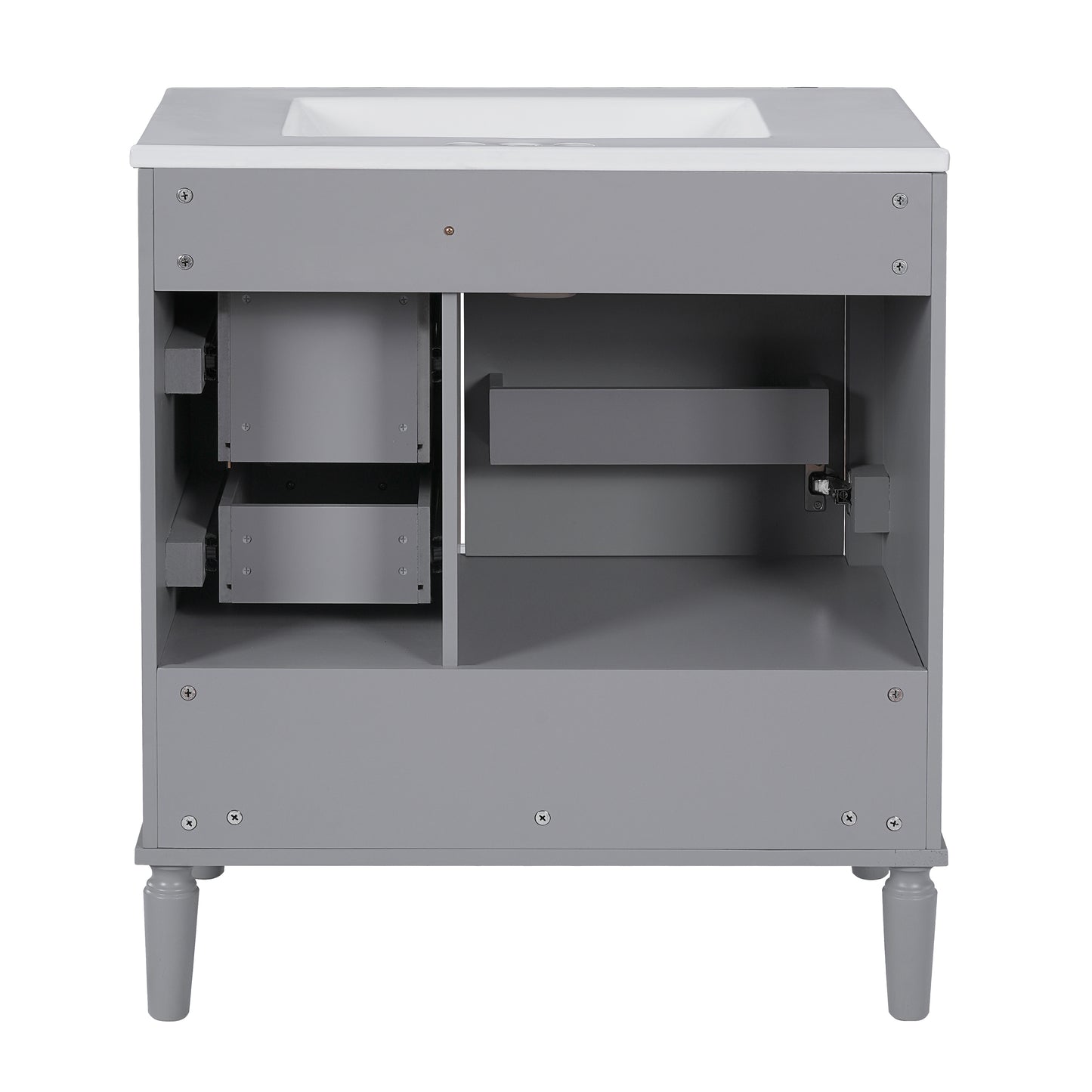 VanityFus 30-in Bathroom Vanity Gray Single Sink Combo Ceramic Top 1 Soft-Close Doors 3 Drawer