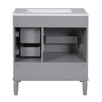 VanityFus 30-in Bathroom Vanity Gray Single Sink Combo Ceramic Top 1 Soft-Close Doors 3 Drawer