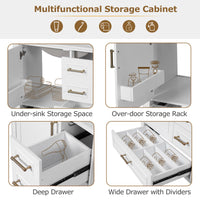 VanityFus 30-in Bathroom White Vanity Single Sink Combo Ceramic Top 1 Soft-Close Doors 3 Drawer