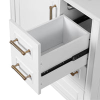 VanityFus 30-in Bathroom White Vanity Single Sink Combo Ceramic Top 1 Soft-Close Doors 3 Drawer