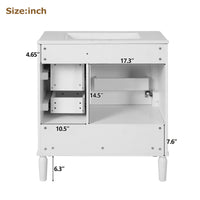 VanityFus 30-in Bathroom White Vanity Single Sink Combo Ceramic Top 1 Soft-Close Doors 3 Drawer