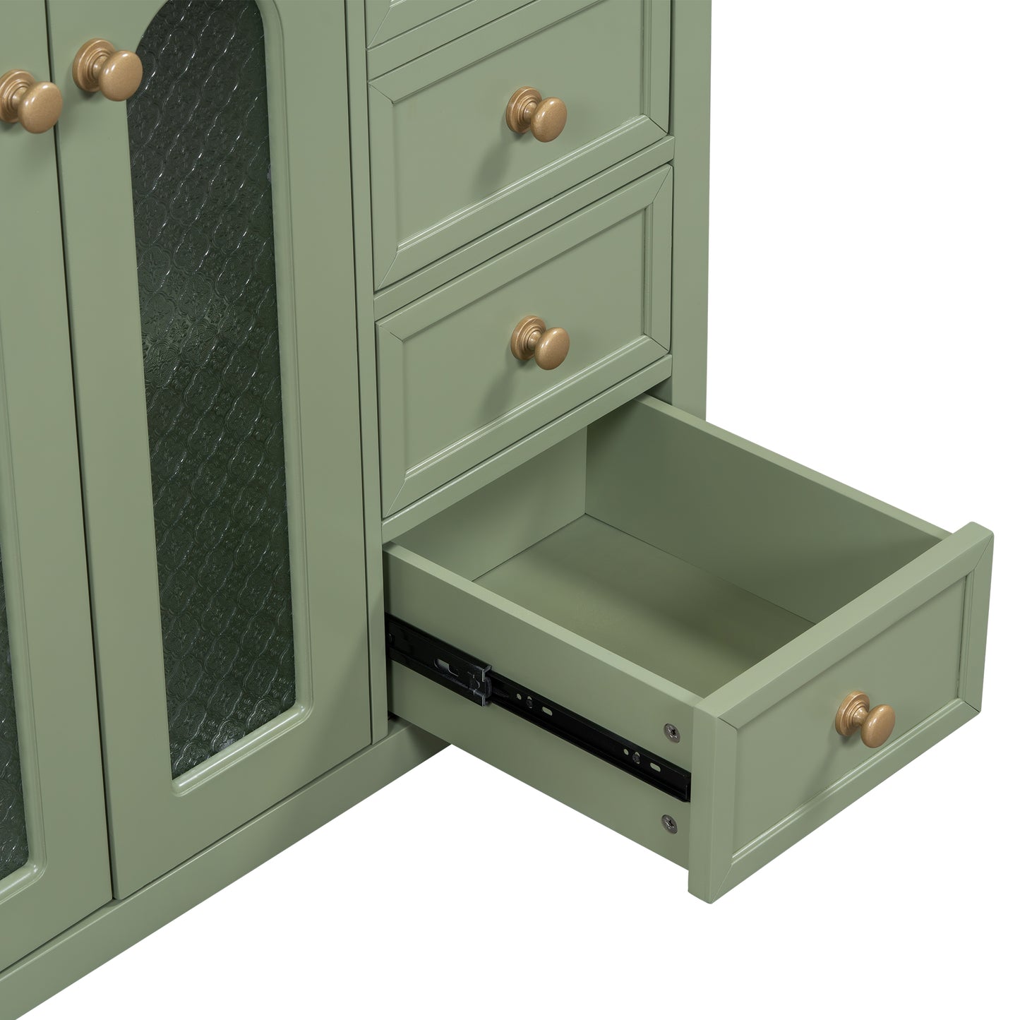 VanityFus 36-in Single Sink Combo Green Bathroom Vanity Ceramic Top 2 Soft-Close Doors 3 drawer