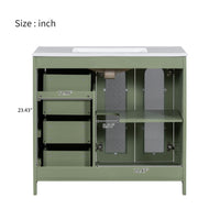 VanityFus 36-in Single Sink Combo Green Bathroom Vanity Ceramic Top 2 Soft-Close Doors 3 drawer