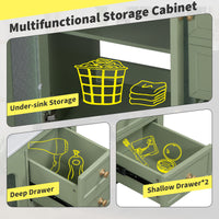 VanityFus 36-in Single Sink Combo Green Bathroom Vanity Ceramic Top 2 Soft-Close Doors 3 drawer
