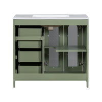 VanityFus 36-in Single Sink Combo Green Bathroom Vanity Ceramic Top 2 Soft-Close Doors 3 drawer