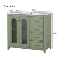 VanityFus 36-in Single Sink Combo Green Bathroom Vanity Ceramic Top 2 Soft-Close Doors 3 drawer