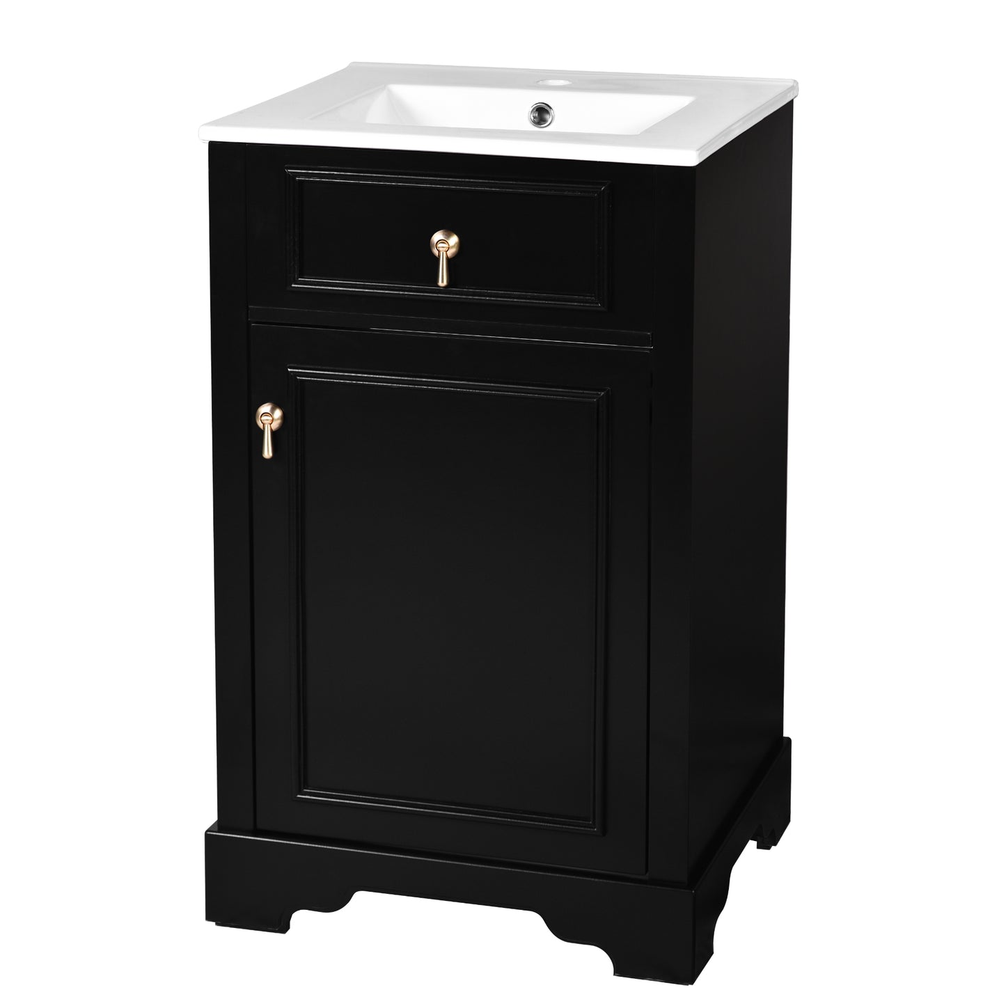 VanityFus Black 20-in Bathroom Vanity Single Sink Combo Ceramic Top 1 Soft-Close Doors Adjustable shelves