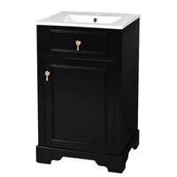 VanityFus Black 20-in Bathroom Vanity Single Sink Combo Ceramic Top 1 Soft-Close Doors Adjustable shelves