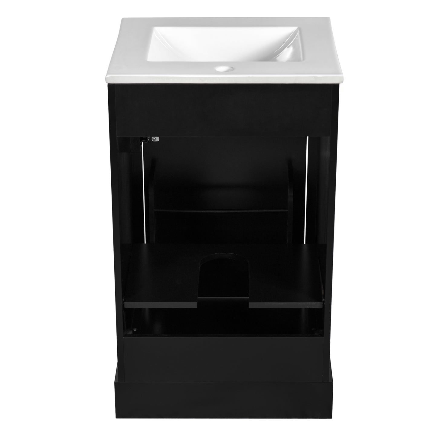 VanityFus Black 20-in Bathroom Vanity Single Sink Combo Ceramic Top 1 Soft-Close Doors Adjustable shelves
