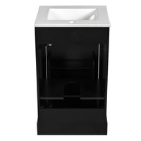 VanityFus Black 20-in Bathroom Vanity Single Sink Combo Ceramic Top 1 Soft-Close Doors Adjustable shelves