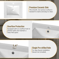 VanityFus Black 20-in Bathroom Vanity Single Sink Combo Ceramic Top 1 Soft-Close Doors Adjustable shelves