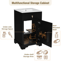 VanityFus Black 20-in Bathroom Vanity Single Sink Combo Ceramic Top 1 Soft-Close Doors Adjustable shelves