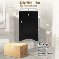 VanityFus Black 20-in Bathroom Vanity Single Sink Combo Ceramic Top 1 Soft-Close Doors Adjustable shelves