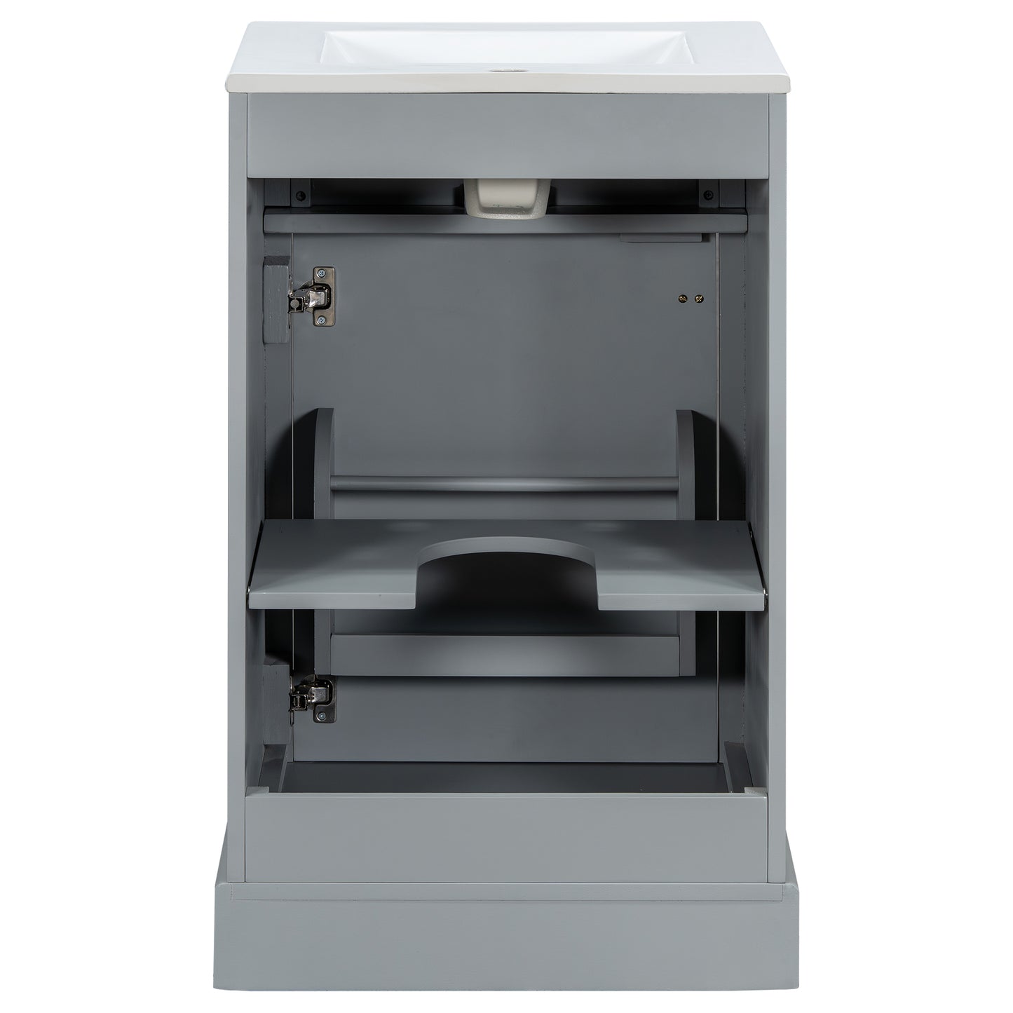 VanityFus Gray 20-in Bathroom Vanity Single Sink Combo Ceramic Top 1 Soft-Close Doors Adjustable shelves