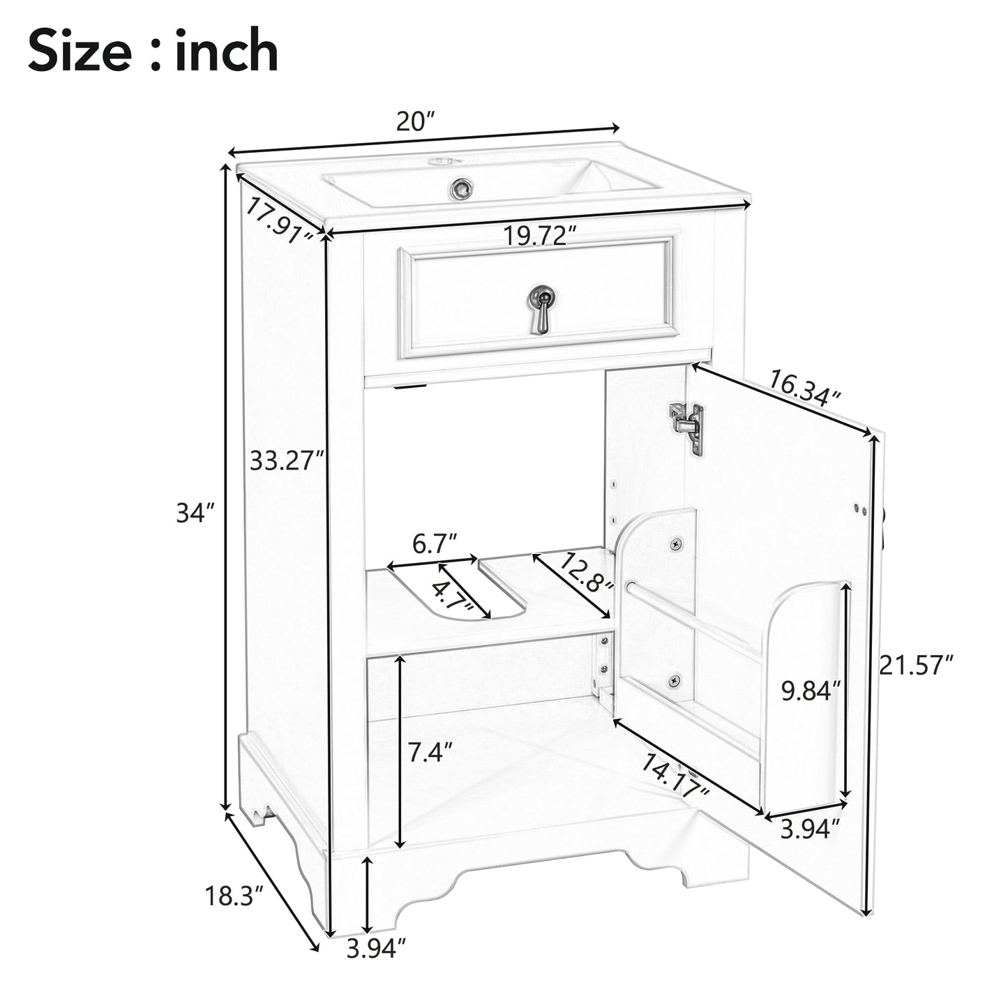 VanityFus Gray 20-in Bathroom Vanity Single Sink Combo Ceramic Top 1 Soft-Close Doors Adjustable shelves