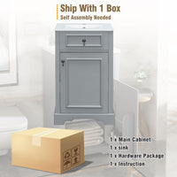 VanityFus Gray 20-in Bathroom Vanity Single Sink Combo Ceramic Top 1 Soft-Close Doors Adjustable shelves