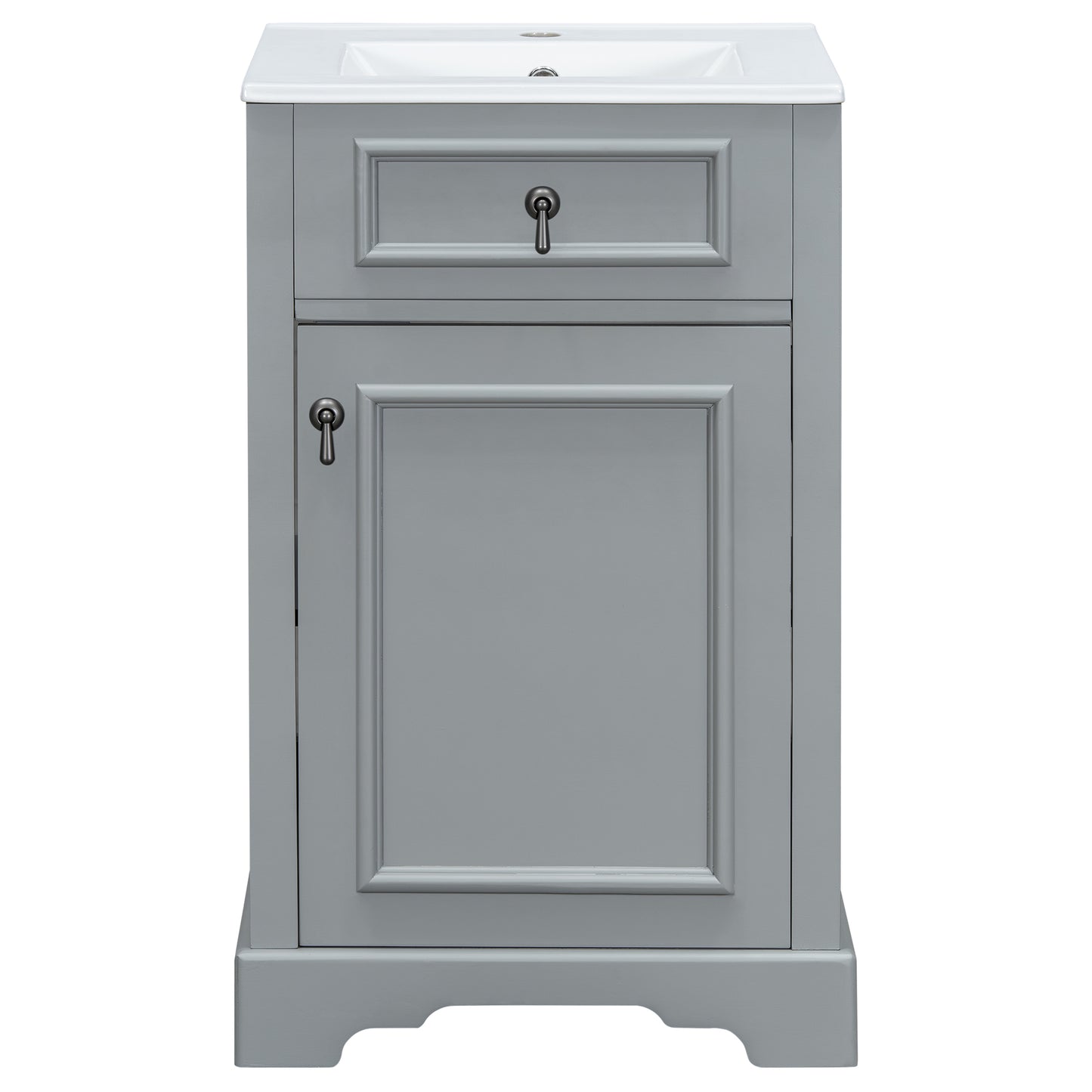 VanityFus Gray 20-in Bathroom Vanity Single Sink Combo Ceramic Top 1 Soft-Close Doors Adjustable shelves