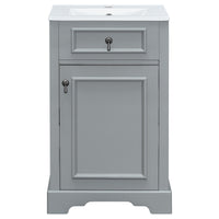 VanityFus Gray 20-in Bathroom Vanity Single Sink Combo Ceramic Top 1 Soft-Close Doors Adjustable shelves