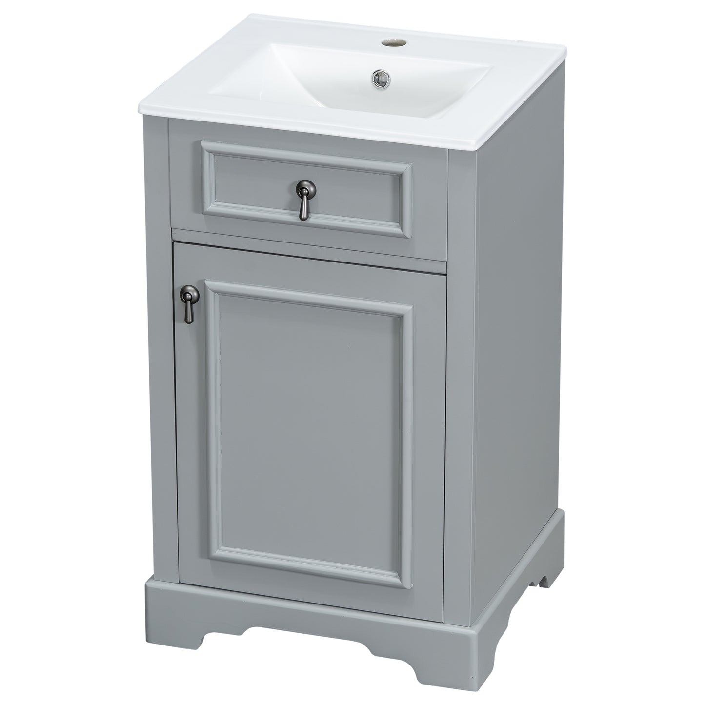 VanityFus Gray 20-in Bathroom Vanity Single Sink Combo Ceramic Top 1 Soft-Close Doors Adjustable shelves
