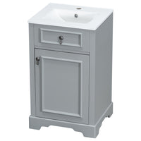 VanityFus Gray 20-in Bathroom Vanity Single Sink Combo Ceramic Top 1 Soft-Close Doors Adjustable shelves