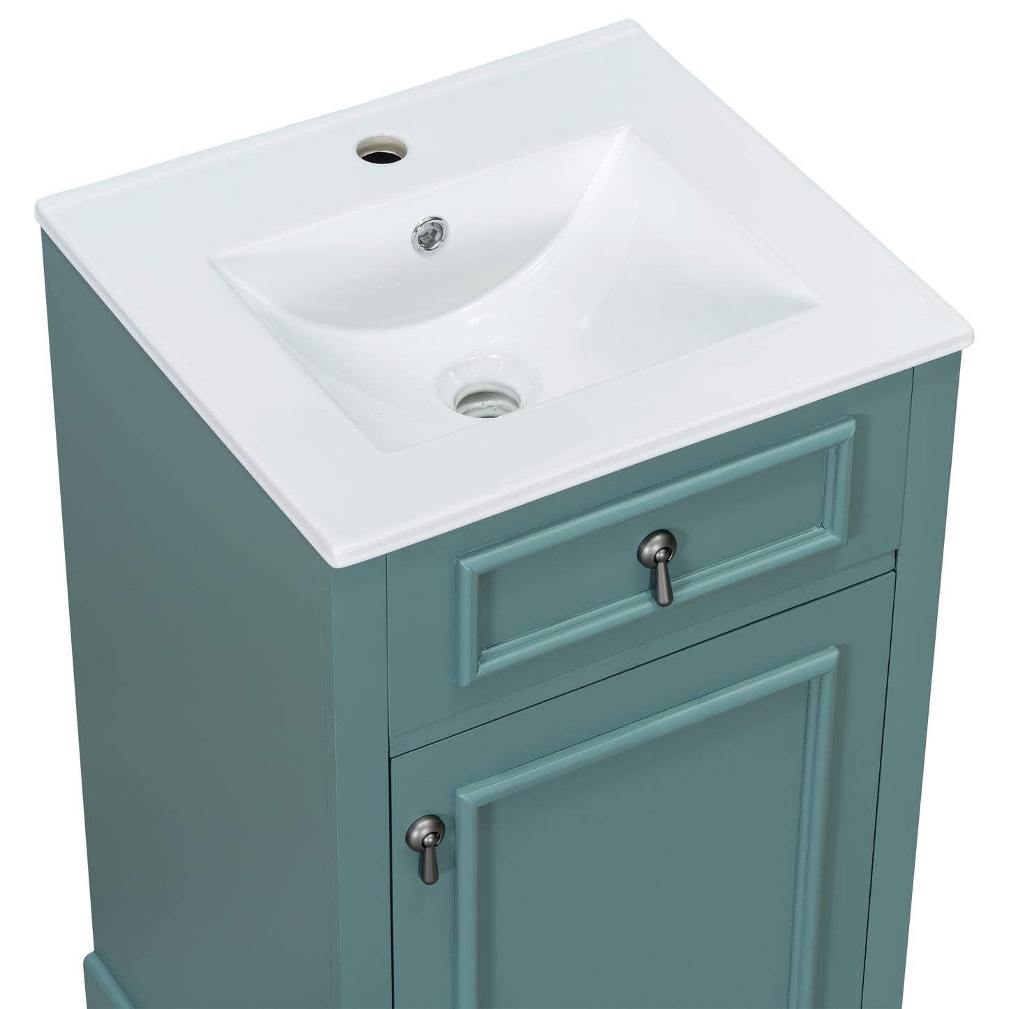 VanityFus Green 20-in Bathroom Vanity Single Sink Combo Ceramic Top 1 Soft-Close Doors Adjustable shelves