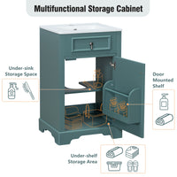 VanityFus Green 20-in Bathroom Vanity Single Sink Combo Ceramic Top 1 Soft-Close Doors Adjustable shelves