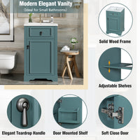 VanityFus Green 20-in Bathroom Vanity Single Sink Combo Ceramic Top 1 Soft-Close Doors Adjustable shelves